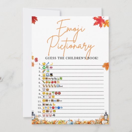 童話絵文字ゲーム赤ちゃんシャワーゲームベア 招待状 (正面)