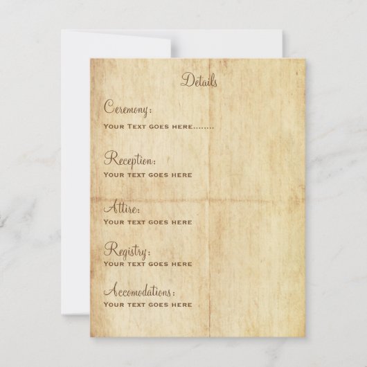 童話詳細カードポートリアット – ブラウン文字 招待状 (正面)