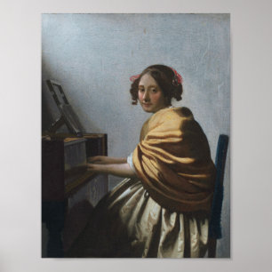 童貞に座る若い女性 – Vermeer ポスター