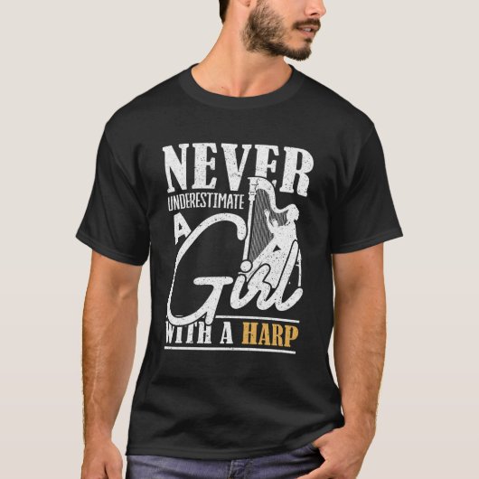 竪琴を使ってAを過小評価してはいけない Tシャツ (正面)