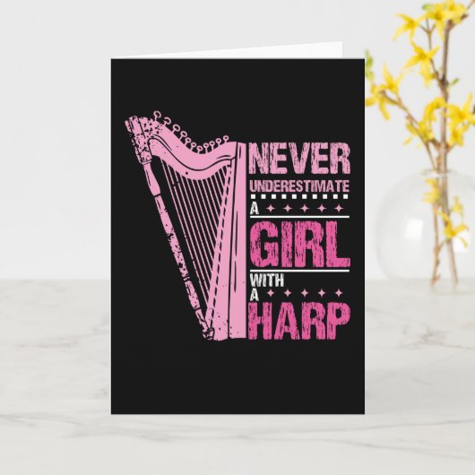 竪琴を持った少女 カード (黄色い花)