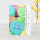 端が裂けたキャンディハートバレンタイン カード (黄色い花)