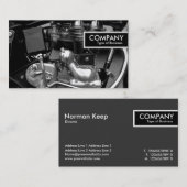 端のラベル-クラシックなモーターバイクエンジン 名刺 (正面/裏面)