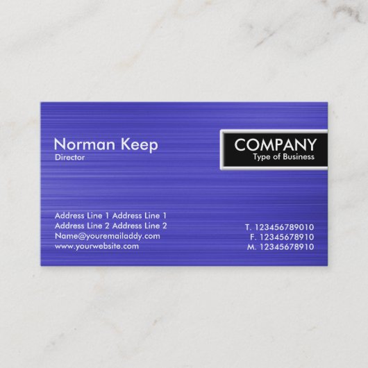 端のラベル-ブラシをかけられた青い質 名刺 (正面)