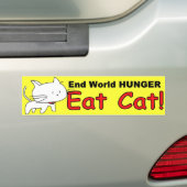 "端世界空腹"の-おもしろいな猫のバンパーステッカー バンパーステッカー (車上)