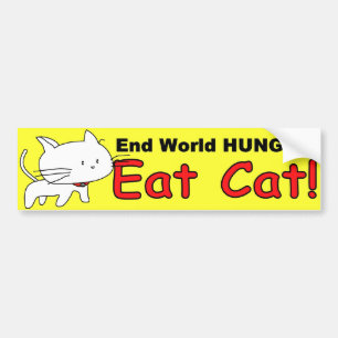 "端世界空腹"の-おもしろいな猫のバンパーステッカー バンパーステッカー
