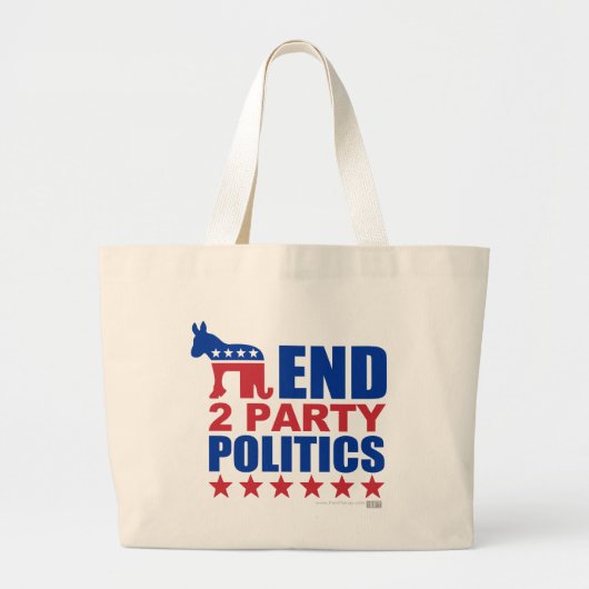 端2党の政治 ラージトートバッグ (正面)