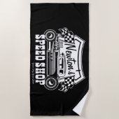 競パーソナライズされた走ス改造ピードショップ  ビーチタオル (正面)