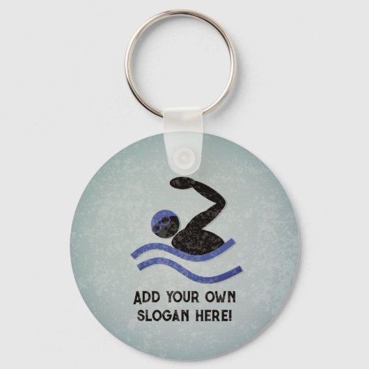 競争の激しい水泳 – フロントクロール、あなたのテキスト キーホルダー (正面)