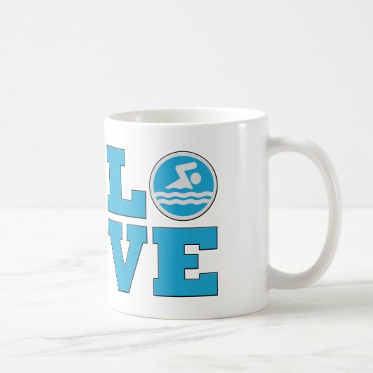 競争の激しい泳ぐ人やコーチのために愛のマグカップを泳ぐ コーヒーマグカップ (右)