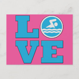 競争の激しい泳ぐ人やコーチへの愛を泳ぐ ポストカード
