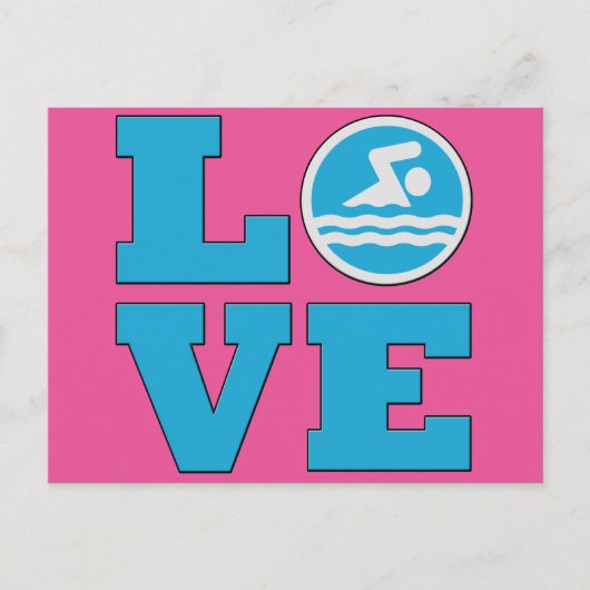 競争の激しい泳ぐ人やコーチへの愛を泳ぐ ポストカード (正面)