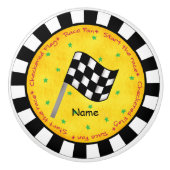 競争ファンの白黒のチェック模様の旗の名前をカスタムする セラミックノブ (正面)