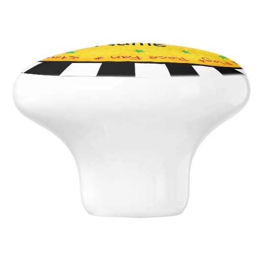 競争ファンの白黒のチェック模様の旗の名前をカスタムする セラミックノブ (側面)