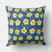 競合する花 – ネイビーブルーの黄色と赤 クッション (裏面)