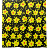 競合する花 – 黄色と赤（黒） シャワーカーテン (正面)