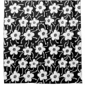 競合する花 – 黒と白 シャワーカーテン (正面)