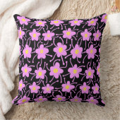 競合する花 – Blk上のライトバイオレットと黄色 クッション (ブランケット)