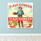 競売人ヴィンテージ葉巻ラベルオークション キャンバスプリント (インサイチュ (ウッドフロア))