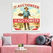 競売人ヴィンテージ葉巻ラベルオークション キャンバスプリント (インサイチュ (リビング))
