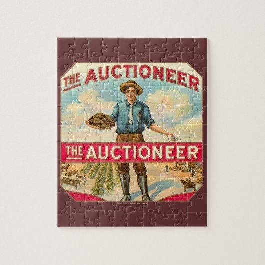 競売人ヴィンテージ葉巻ラベルオークション ジグソーパズル (縦)