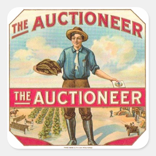 競売人ヴィンテージ葉巻ラベルオークション スクエアシール (正面)