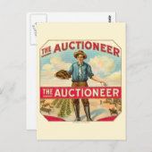競売人ヴィンテージ葉巻ラベルオークション ポストカード (正面/裏面)