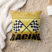 競市松模様に争勝の2つのレーシングフラグ クッション (ブランケット)