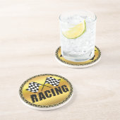 競市松模様に争勝の2つのレーシングフラグ コースター (側面)