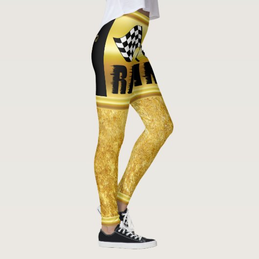 競市松模様に争勝の2つのレーシングフラグ レギンス (右)