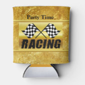 競市松模様に争勝の2つのレーシングフラグ 缶クーラー (正面)