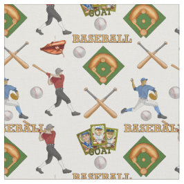 競技中の選手をフィーチャーした野球用織物 ファブリック