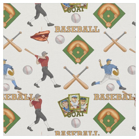 競技中の選手をフィーチャーした野球用織物 ファブリック (クローズアップ)