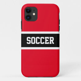 競技用はっきりした白黒赤ストライプ「サッカー」 iPhone 11 ケース