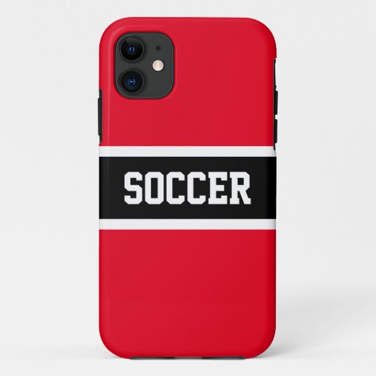競技用はっきりした白黒赤ストライプ「サッカー」 Case-Mate iPhoneケース (裏面)