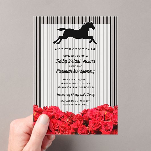 競走馬とレッドローゼスダービーブライダルシャワー アクリル招待状 (インサイチュ (ポータブル))