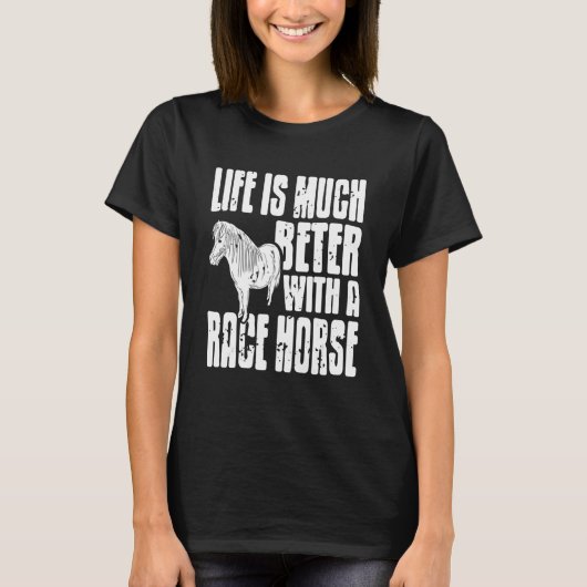 競走馬と過ごすレトロな人生は最高 Vintage Tシャツ (正面)