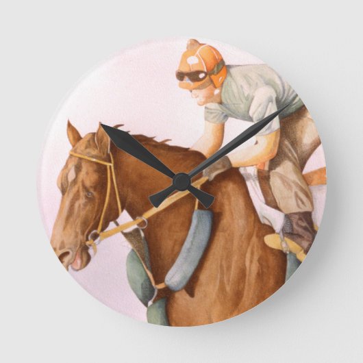 競走馬と騎手 ラウンド壁時計 (正面)