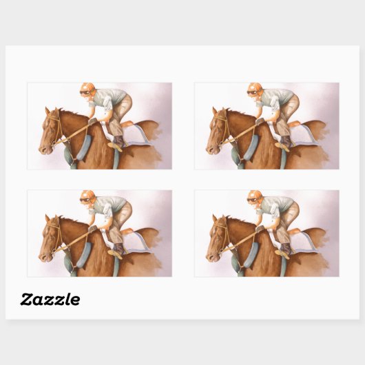 競走馬と騎手 長方形シール (シート)