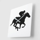 競走馬のシルエット スクエア壁時計 (傾斜)