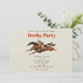 競走馬ダービーパーティー 馬術 競馬 誕生日 招待状 (スタンド正面)