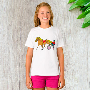 競走馬及び乳母車女の子 Tシャツ