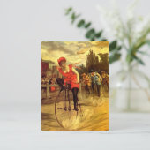 競輪を競争させる女性ヴィンテージのバイク ポストカード (スタンド正面)