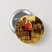 競輪を競争させる女性ヴィンテージのバイク 缶バッジ (正面&裏面)