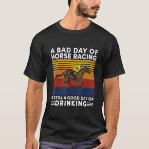 競馬と飲酒 レース場 ビール 馬 W Tシャツ