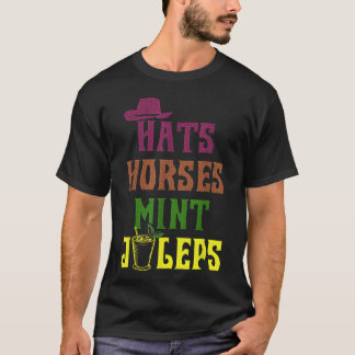 競馬の帽子 馬とミントジュレップ デルビーの楽しみ Tシャツ