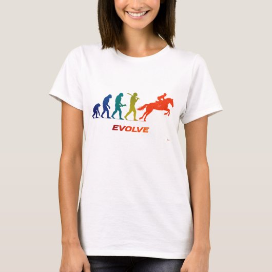 競馬の進化 シルエット 騎手デザイン Tシャツ (正面)