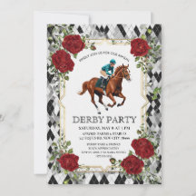 競馬をテーマにした洗練されたダービーパーティーの招待状 Horse Racing I