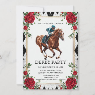 競馬をテーマにした洗練されたダービーパーティーの招待状 Horse Racing I 招待状