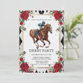 競馬をテーマにした洗練されたダービーパーティーの招待状 Horse Racing I 招待状 (スタンド正面)